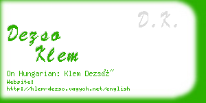 dezso klem business card